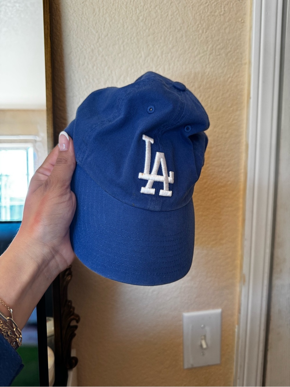& Other Stories Royal Blue Baseball Cap with White LA Patch